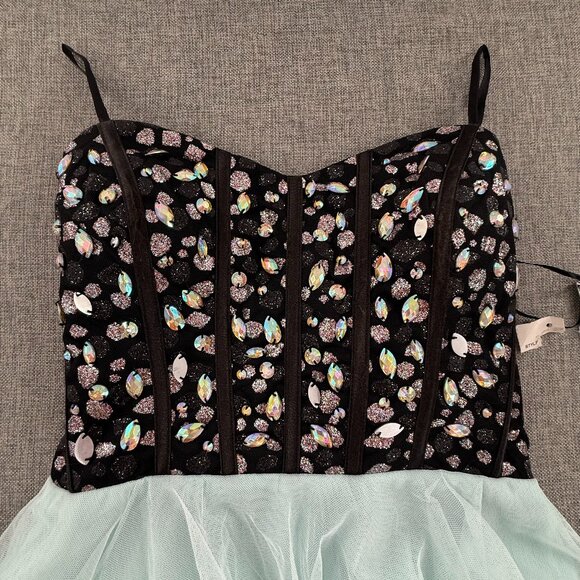 NEW! Nights By Teeze me Mini Dress Prom, Party Cocktail Strapless Size3 Sequined - Picture 2 of 14